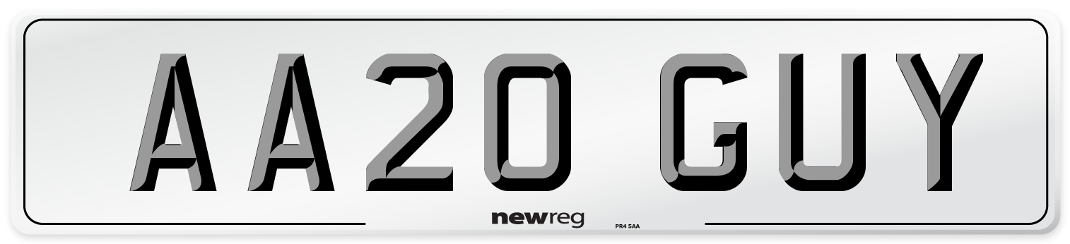 AA20 GUY Number Plate from New Reg